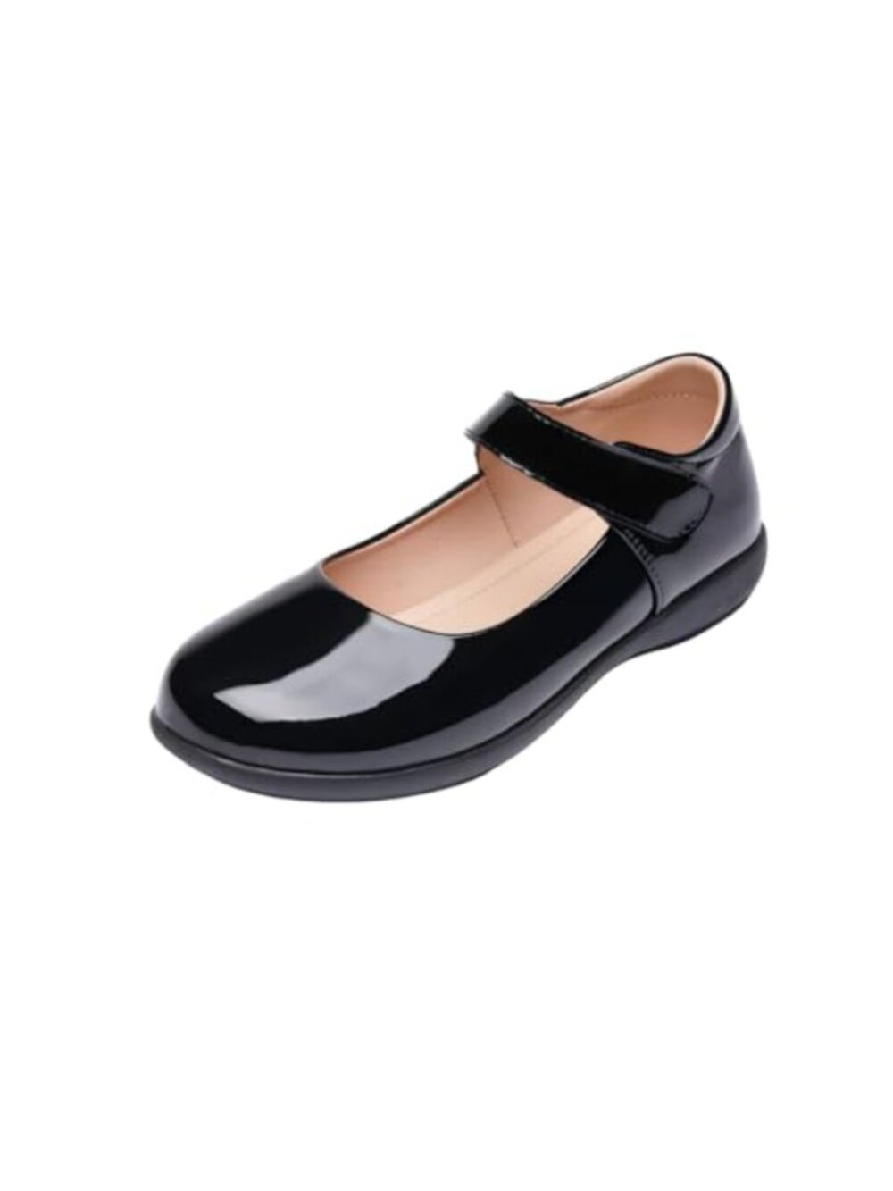 Girls Patent Leather Mary Jane Flats Hook & Loop School Dress Shoes